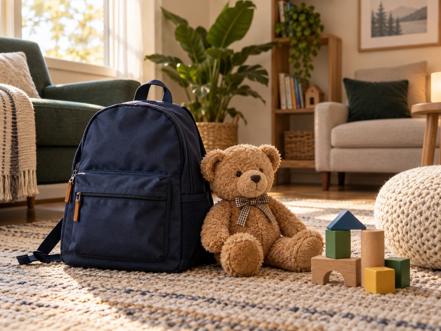 Child-care objects in a calm room