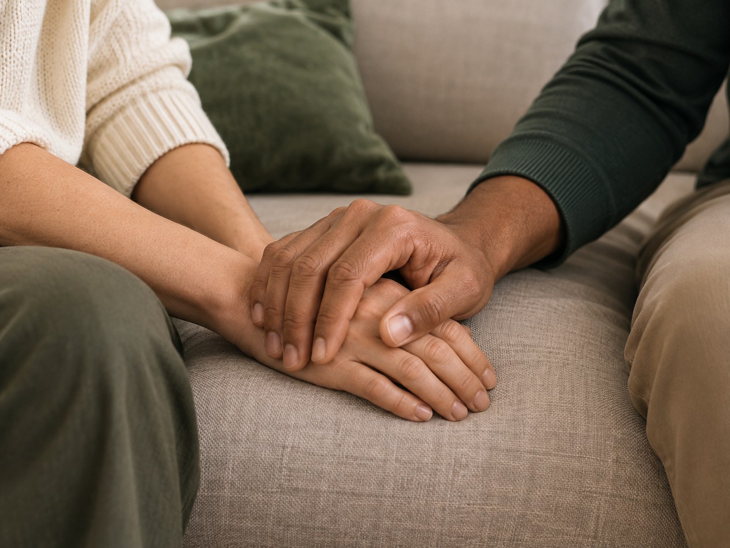 Two people holding hands